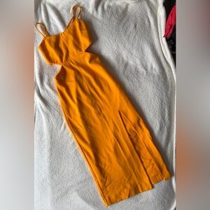 H:ours Revolve Marigold Cut-Out Midi Dress with Side Slit - Size XXS